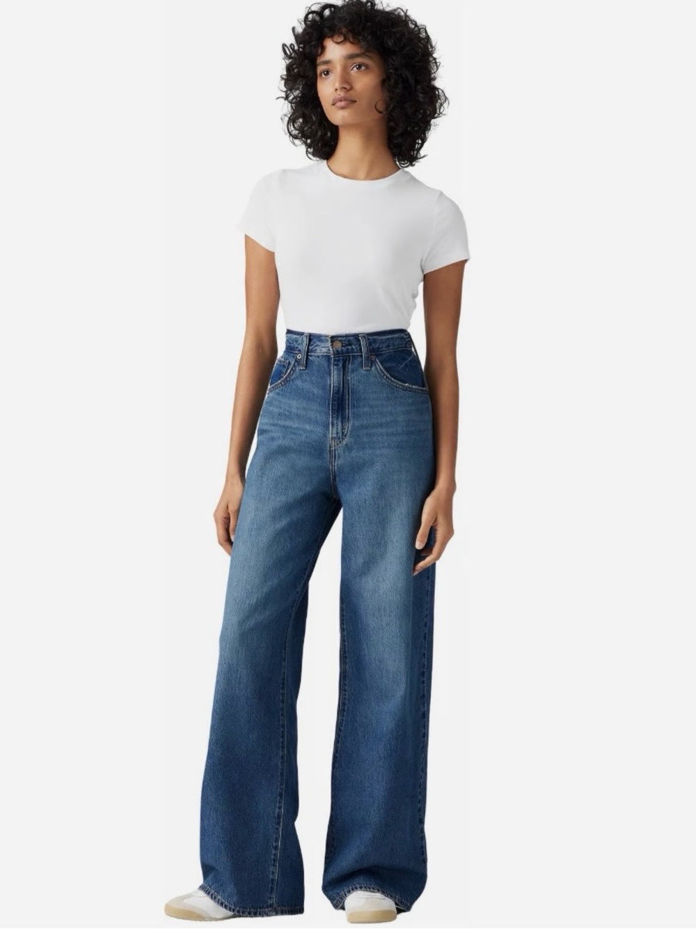 Levi’s NWT Cinch Baggy Jeans 29 High Rise Wide Leg Adjustable Waist Med Wash